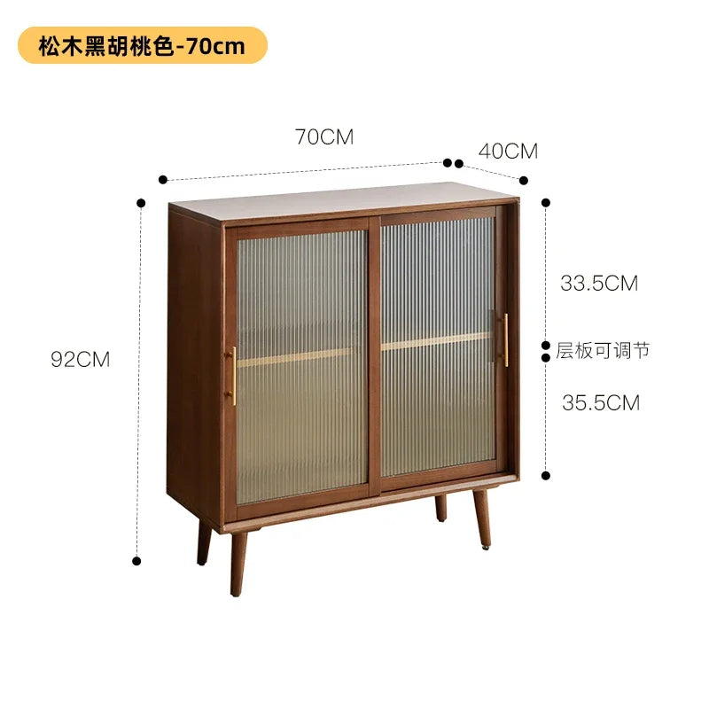 OEIN Modern Free-Standing Rectangle Shaped Brown Wood Panel Sideboard Two Glass Sliding Doors Buffet Cabinets /2 Drawers/Size: 120 X 40 X 92CM/14 Styles/Assembly Required