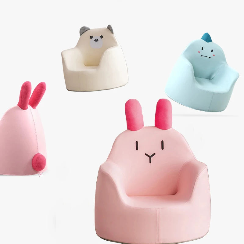 NULL Modern Synthetic Faux Leather Cartoon Dinosaurs-Little Bear-Rabbits Lazy Faux Leather Wear-Resistant Circular Arc Armchairs Babies-Toddlers Furniture Sets/Colors-White/Pink/Beige/Green/Blue/Multicolor/6 Months Old-Older