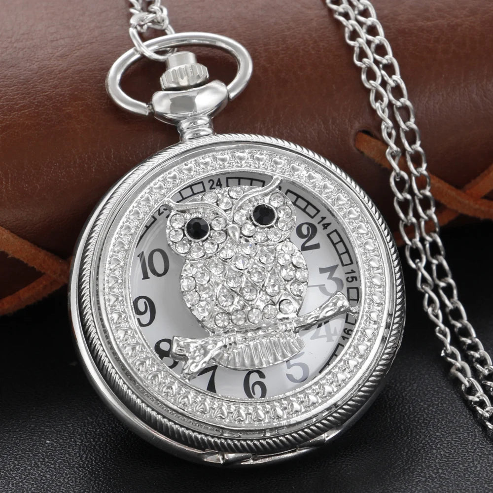 SHUHANG Adults Quartz Analog-Digital Display Gold-Red Ruby Stones On Front-Floral Design On Back Round Shaped Stainless Steel Metal Case Hardlex Face Necklace Chain-Pocket Watches