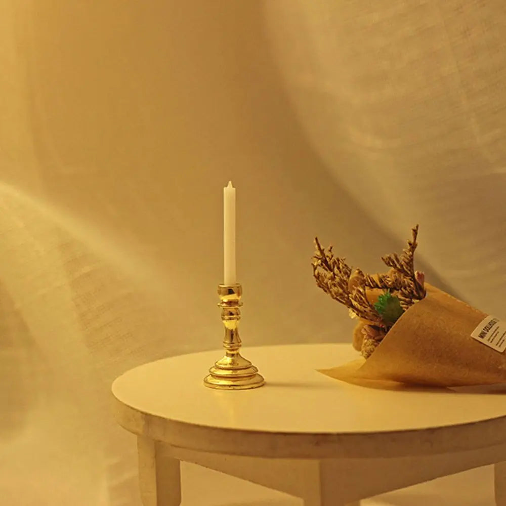 No-EN-Name-Null Teens-Adults Miniature Candelabra Gold-Silver Metal Alloy Candle Holders Dollhouse Accessories /18 + Years Old