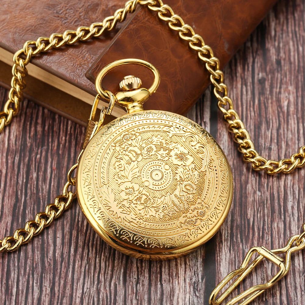 YISUYA Adults Quartz Analog Display Round Gold Metal Alloy Case Acrylic Face Engraved To My Grandson Never Forget That I Love You Forever Design Gold Chain-Pocket Watches /Colors-Bronze/Gold/Black