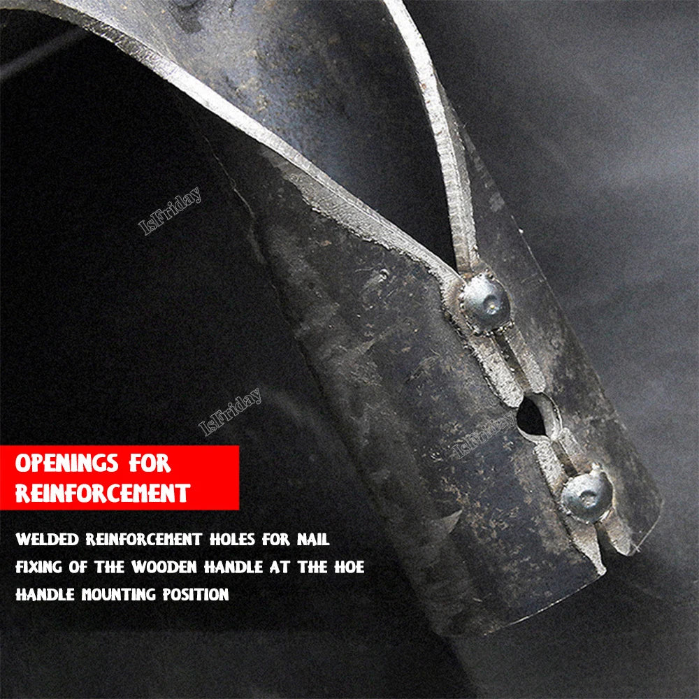 ISFRIDAY Black-Silver Manganese Steel Metal Loosening Soil-Weeding Wood-Handle Hoes
