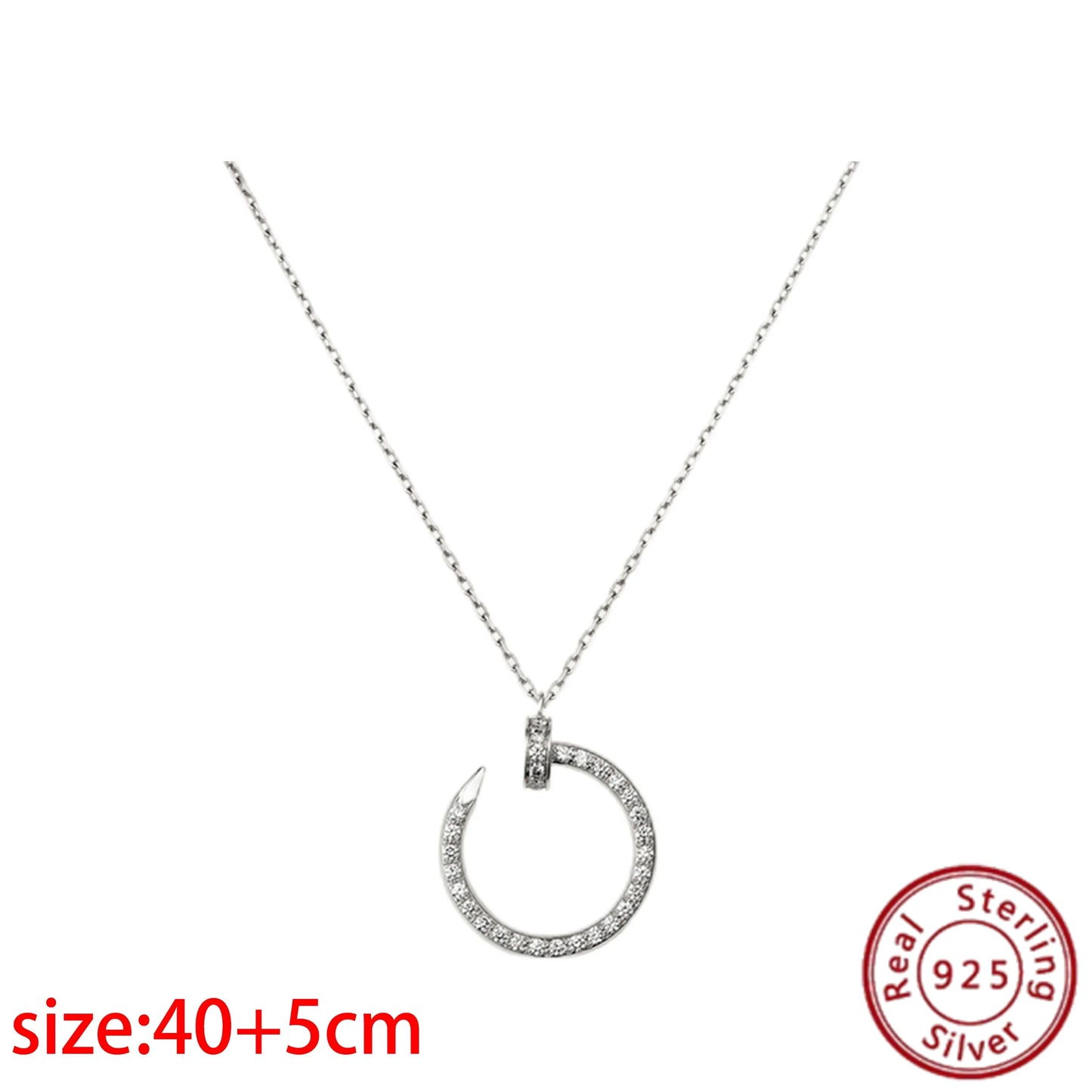 No-EN-Name-Null Adult Women Sterling Silver-Gold Plated Metal Zircon Clear White Diamond Stones Round O-Shaped Fine Imitation Chain Pendant Necklaces/Colors-Gold-Silver/Geometric/Clear/White/Rose Gold