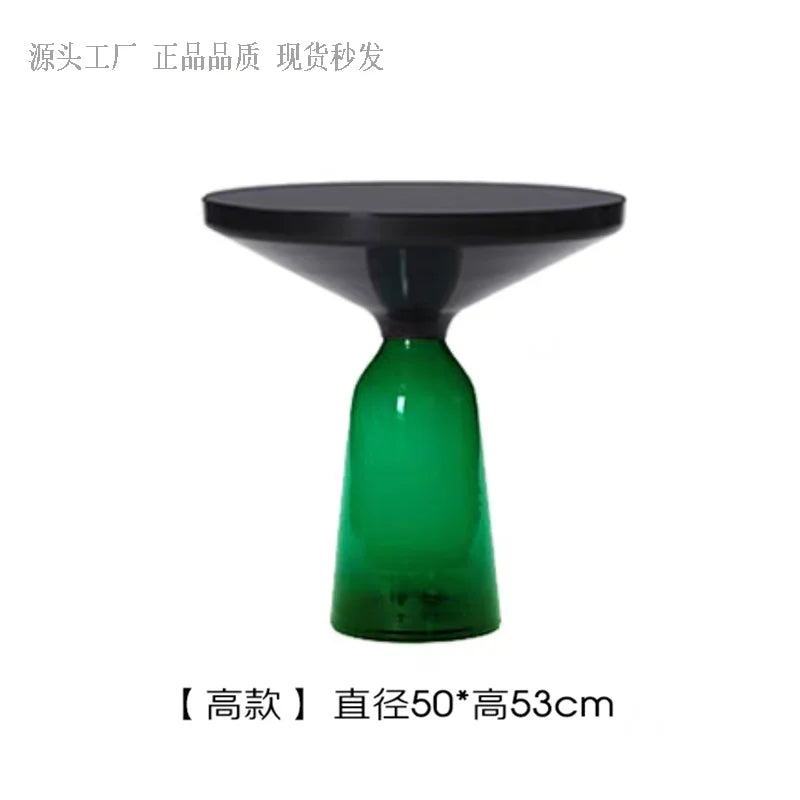 No-EN-Name-Null European Retro Multicolor Oval-Round Solid Glass Tea-Coffee Tables/ Size-50x53cm