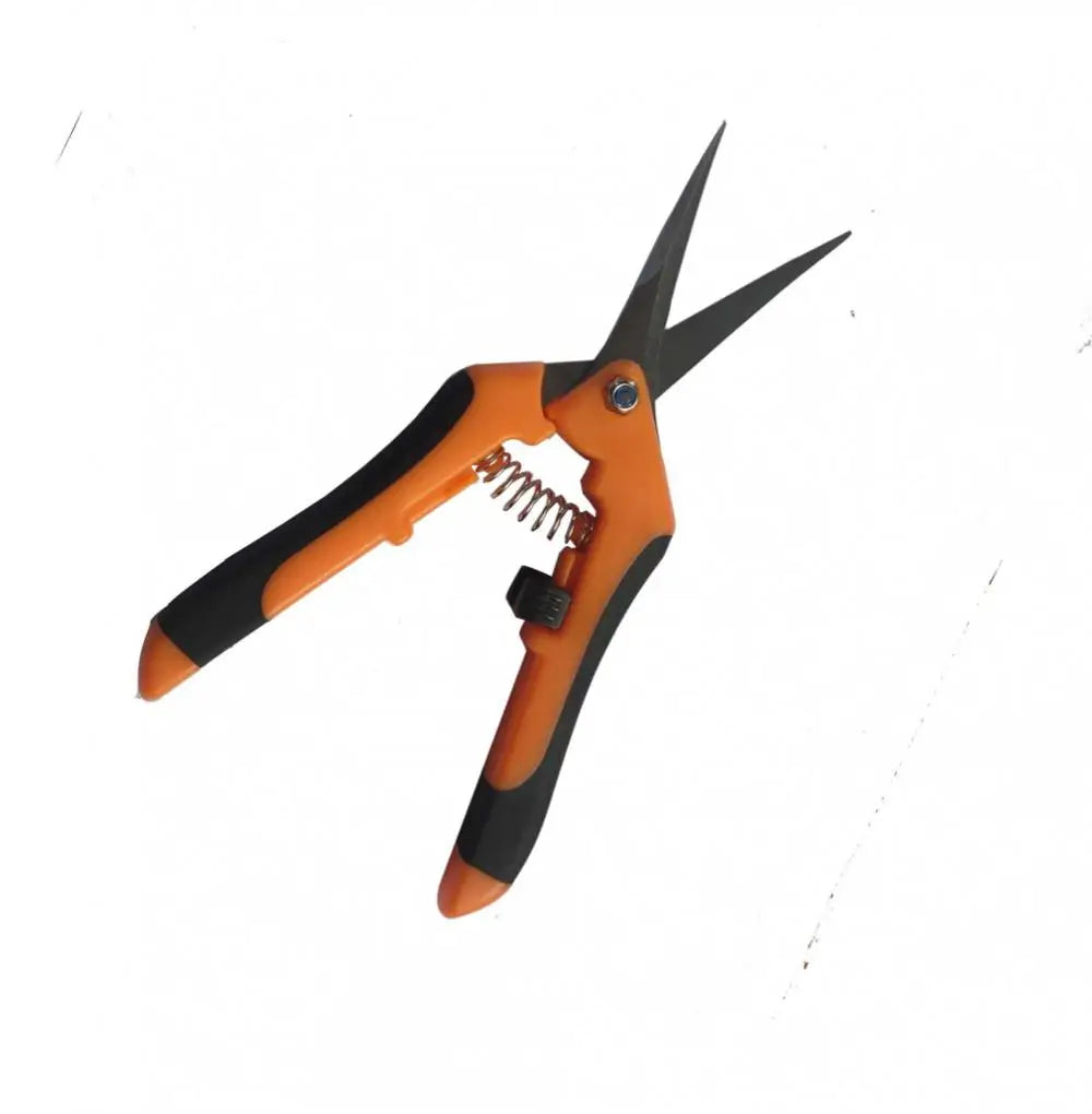 LIPLASING Handheld Safety Lock-Catch Anti-Slip Grip Green-Black Plastic-Rubber Handles Stainless Steel Metal Blades Straight Head-Elbow Bypass Cutting Garden Pruning Shears/Colors-Green/Orange/Blue