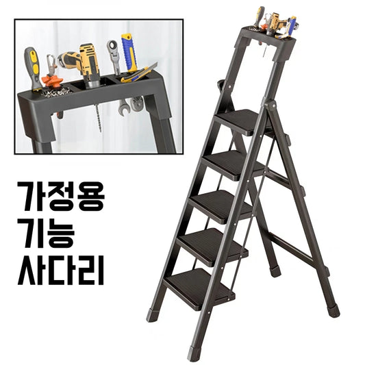 4 Tiers Lightweight Anti-Slip Folding Carbon Stainless Steel Portable Step Stool Ladders/ 3 Steps/ 4 Steps/Colors-Black/Red