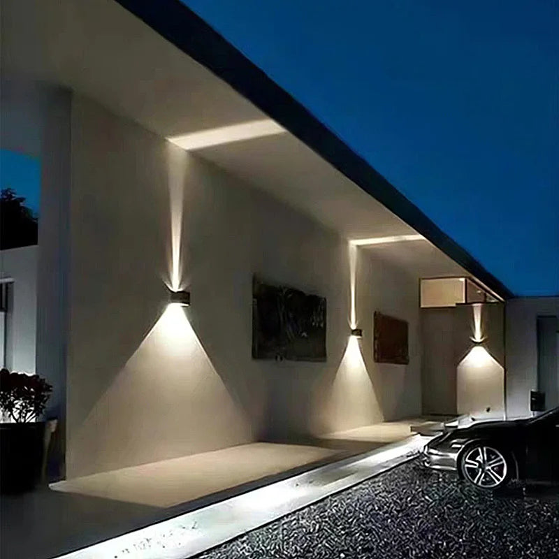 PZHDNX Modern Indoor-Outdoor Waterproof LED Lights Porch-Garden Square Aluminum Body AC-Powered White-Silver-Black Wall Light Fixtures/ Voltage: 110V-240V/