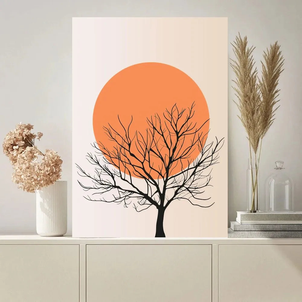 No-EN-Name-Null Modern Multicolor Rectangle Unframed Polyester Canvas Minimalist Art-Landscape-Nature Giclee Prints/Colors-Orange/Black/Beige/Yellow/White/Blue/Green/Black/Geometric/Multicolor