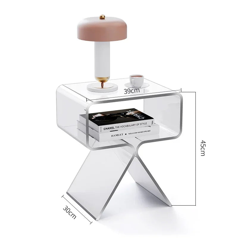 No-EN-Name-Null Modern Rectangle Orange Transparent Plastic-Acrylic Body Bedroom Side End Tables/Colors-Orange/Clear/Black/Size: height 45cm, length 39cm, width 30cm