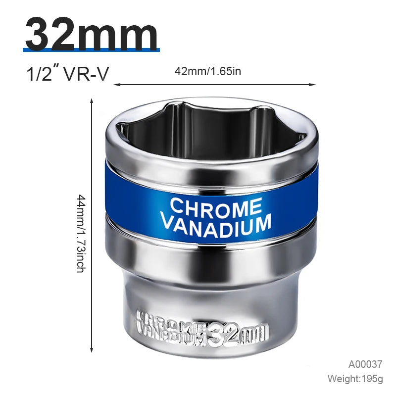 NIUXIANG Blue-Silver Chrome-Plated Steel Deep Impact Anti-Slip Card Slot Design 1/2 Hex Drive Socket Sets