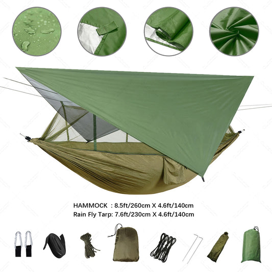 Outdoor Lightweight Waterproof Portable Nylon Mosquito Net-Rope Sleeping Camping Tarp Hammocks/Colors-Camouflage/Gray/Pink/2 Tree Straps/2 Steel Carabiners/Hammock Bag/Load Bearing Weight : 440 lbs