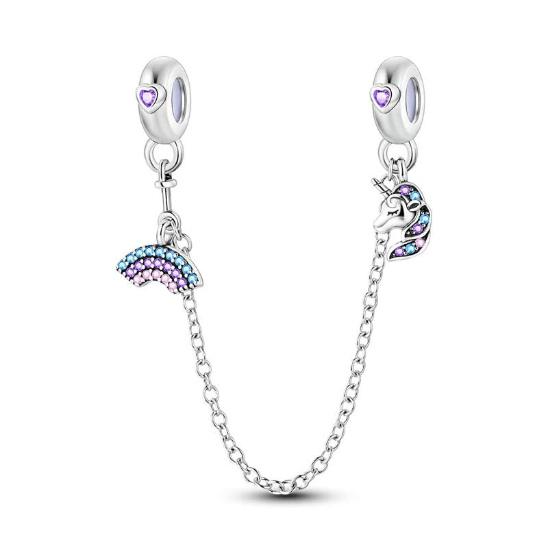 No-EN-Name-Null Women Sterling Silver Enamel Rainbow-Hot Air Balloon Design Fine Imitation Zircon Stone Glass Nuggets Beads Shaped Charms-Pendants/ Colors-Rainbow/Multicolor/Silver/Pink/Animal/Floral