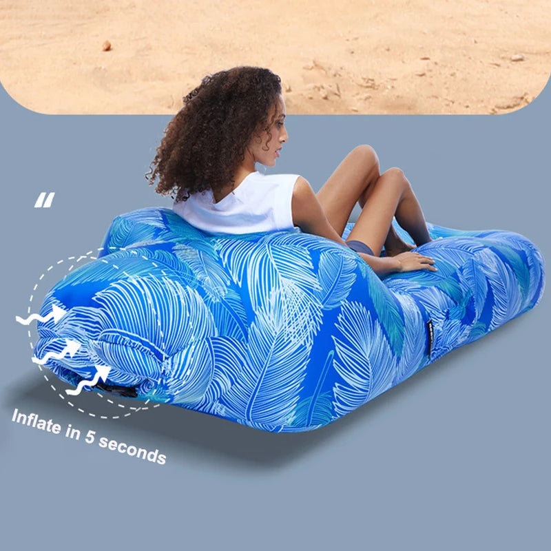 No-EN-Name-Null Outdoor Modern Portable-Folding Air Inflatable Beach Floating Multicolor Polyester-TPU Fabric Sun-Loungers/Colors-Floral/Orange/Blue/Multicolor