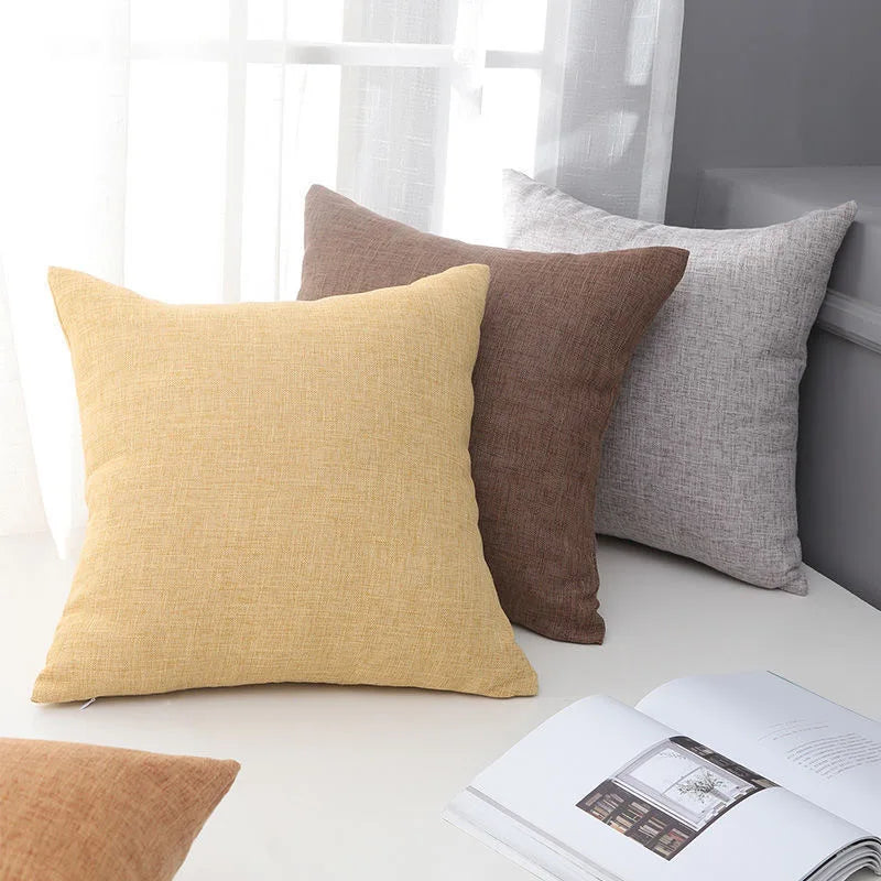 No-EN-Name-Null Modern Soft Velvet-Linen Multicolor Fabric Blend Square Machine Washable Decorative Pillowcases/Colors-Gray/Beige/Yellow/Orange/Red/Brown/Blue/Green/Multicolor