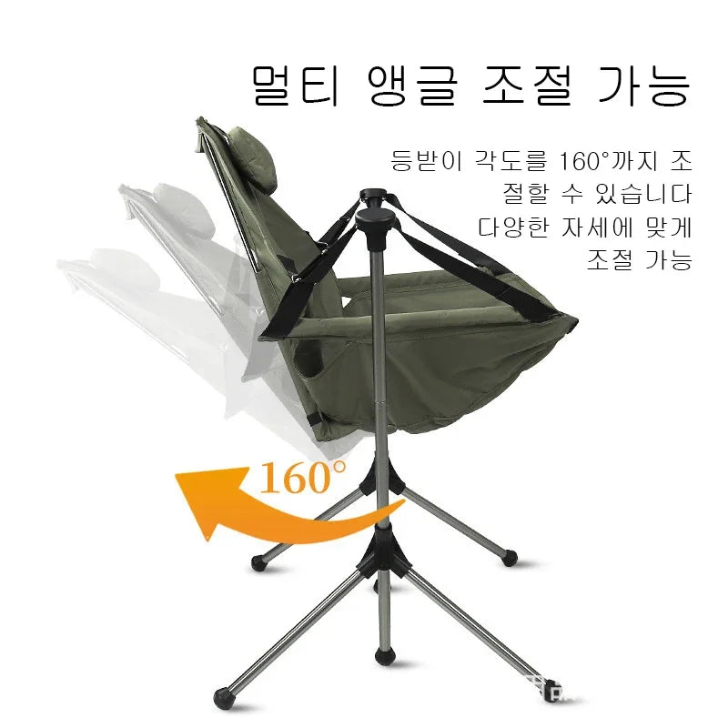 No-EN-Name-Null Adult Outdoor Green Soft Canvas Upholstery Fabric Cotton Filling Pillow Headrest Portable Foldable Adjustable Aluminum Metal Frame Classic Rocking Chairs/Colors-Beige/Olive Green/Black/Gray