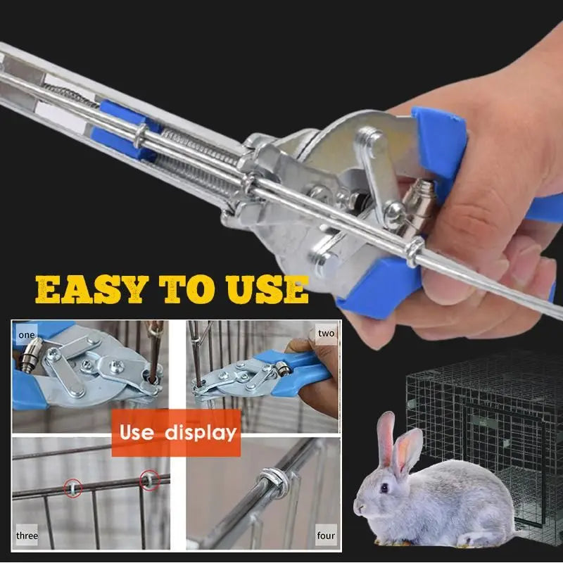 ISFRIDAY DIY Woodworking Blue Plastic Covered Handles Gray-Silver Metal Hog Ring Wire Cage Clamp Pliers /600 Nails Included