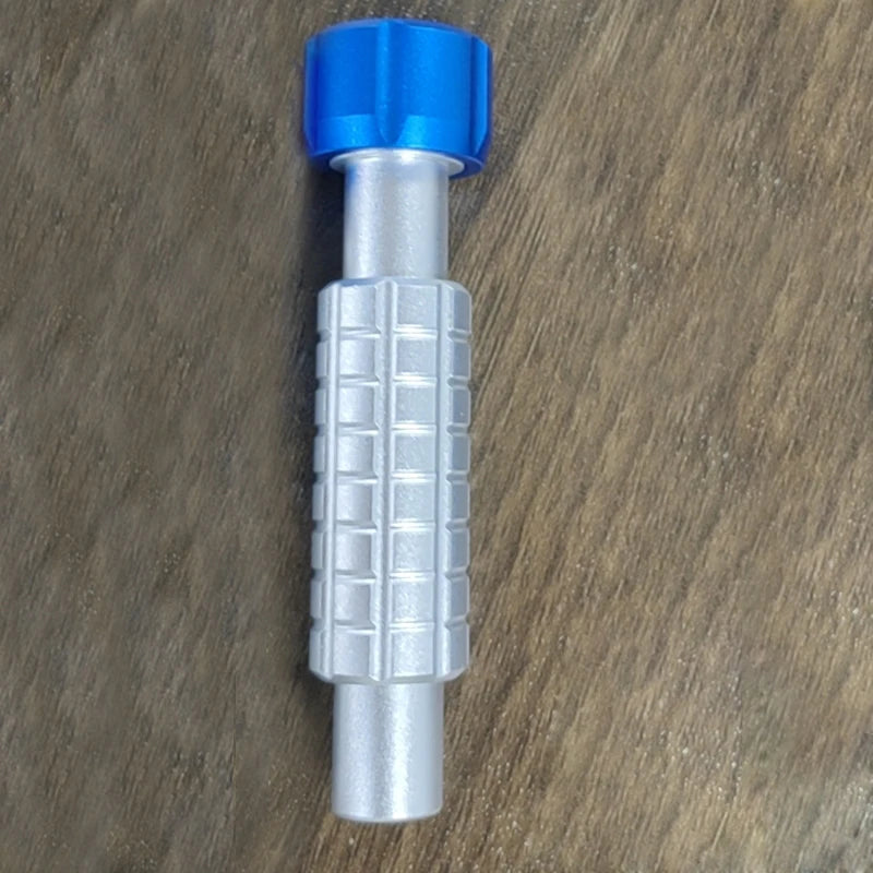 CRVOJEK Mini Non-Slip Silver Aluminum-Copper Alloy Built-In 1/4 Magnetic Bits Holding Blue Hexagonal Grip Metallic End Handles Screwdrivers