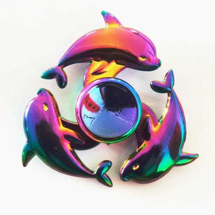 Kids Metal Purple Multicolor Round Fingertip Focus Spinners Anxiety-Stress Relief Fidget Toys/ Ages: 13-18 + Years Older