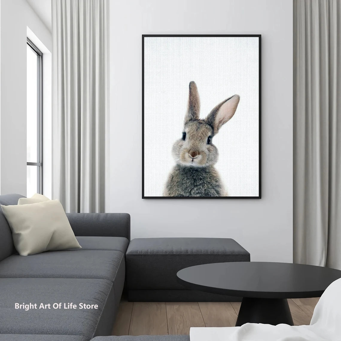 Unframed Waterproof Cotton Canvas Bunny Rabbit Animal Vertical-Rectangle Art Oil Print Posters