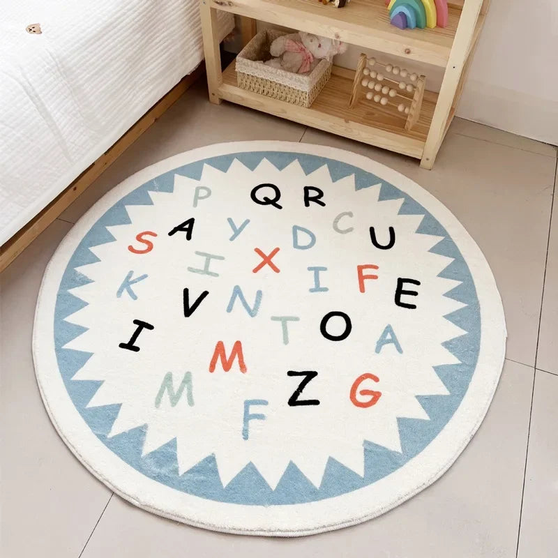 No-EN-Name-Null Printed Non-Toxic Quick-Dry Round Cute Cartoon Gray Animal Cat-Rainbow-White Clouds Nice Day Memory Form Cushion Anti-Slip Bottom Rugs/Colors-Animals/Rainbow/Multicolor/White/Pink/Black/Dots/Yellow/Blue/Geometric
