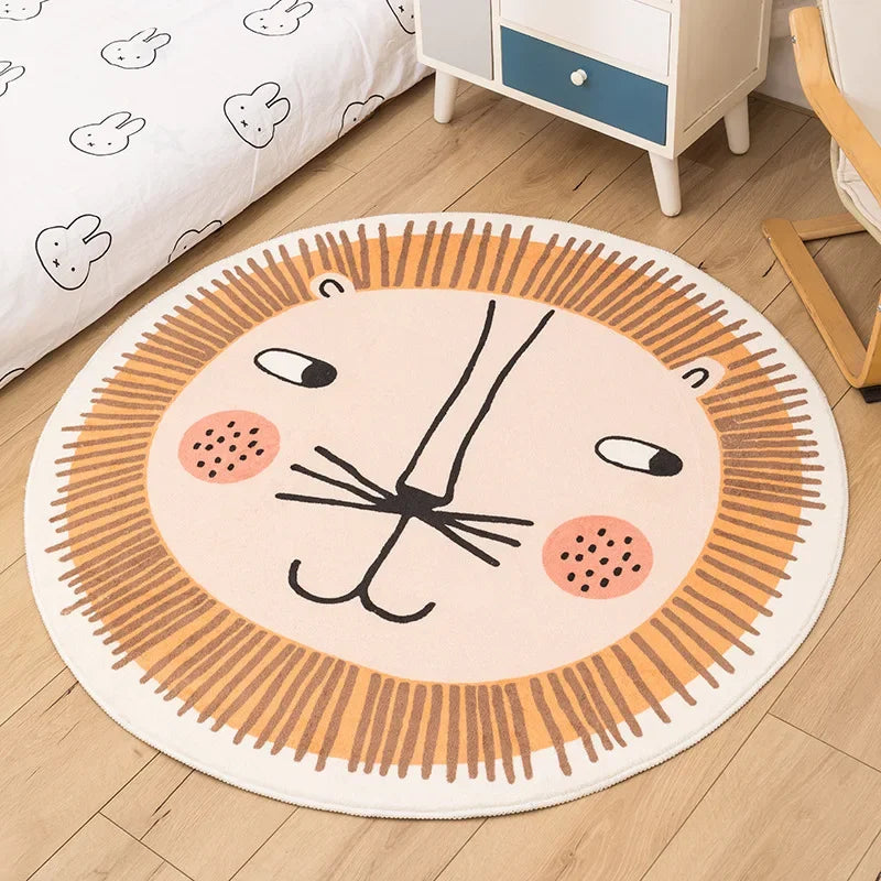 No-EN-Name-Null Printed Non-Toxic Quick-Dry Round Cute Cartoon Gray Animal Cat-Rainbow-White Clouds Nice Day Memory Form Cushion Anti-Slip Bottom Rugs/Colors-Animals/Rainbow/Multicolor/White/Pink/Black/Dots/Yellow/Blue/Geometric