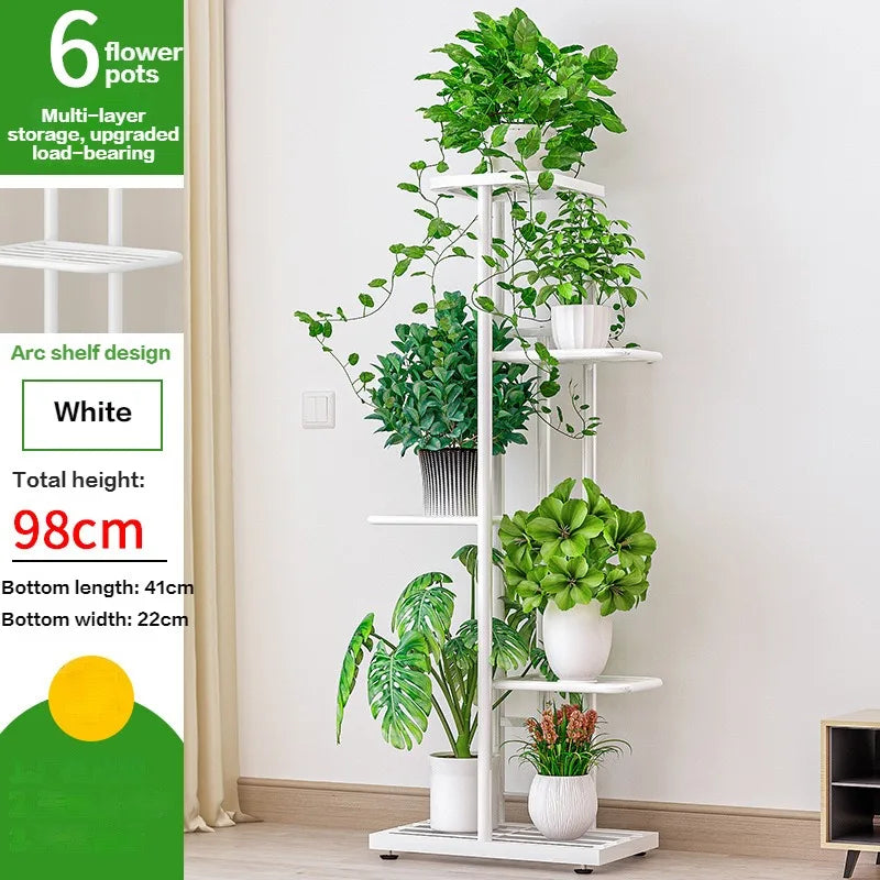 No-EN-Name-Null Indoor White Wrought Iron Metal Tall Multi-Layered 5 Tier Plant Stands/Colors-White/Gold/Black/Silver
