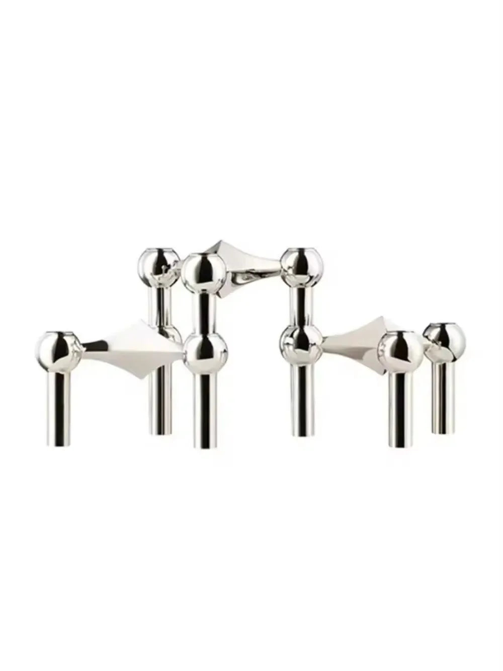 ANENG DIY Unique Tri-Chandelier Sculpture Silver Stainless Steel Metal Geometric Molecular Structure Matching Candlestick Holders/Colors-Silver/Black/Gold