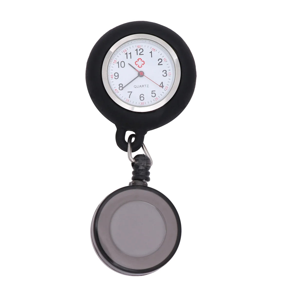 No-EN-Name-Null Adults Digital Black-White Silicone Cover Retractable Luminous Markers Hanging Badge-Reel Clip-On Locked Metal Alloy Pin Attachment Nurses-Doctors Fob Pocket Watches