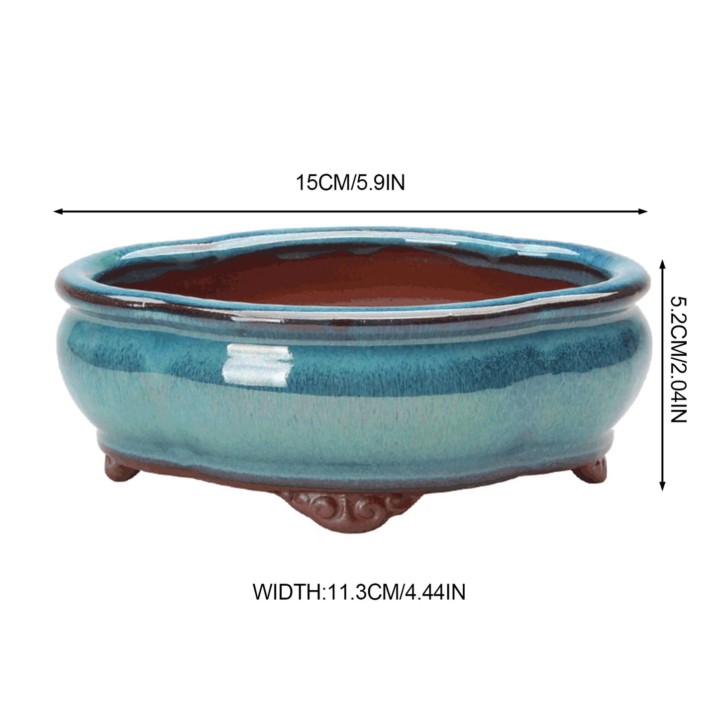 ACRDDK Modern Garden Unglazed Ceramic Rectangle Shaped Multicolor Chinese Bonsai Desktop Flower Pots /Colors-Blue/Brown/Multicolor