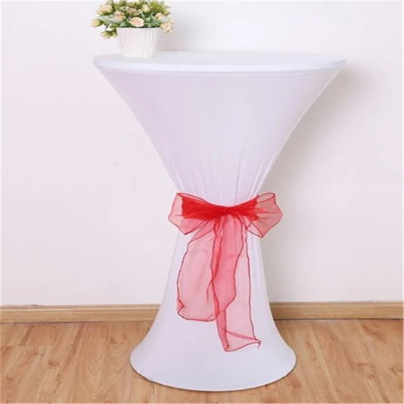 NULL Modern Black Round Shaped Soft Polyester Spandex Stretchable Table Cloths/Colors-White/Black/Red/For Weddings/Party/Hotel/Bar