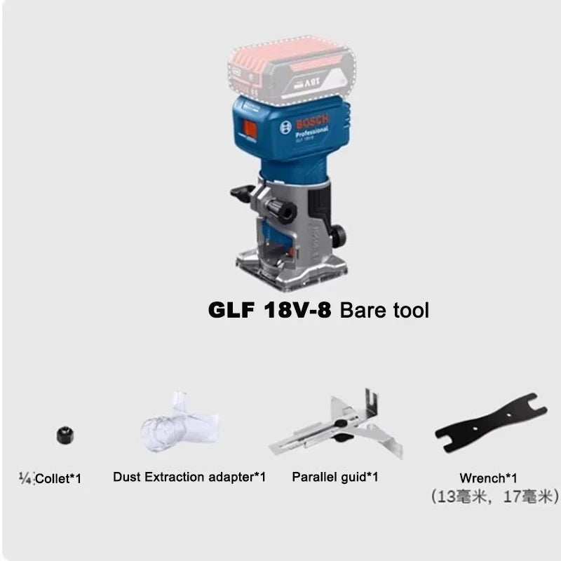 BOSCH Professional Grade Blue-Black-Gray Body 18V Battery-Powered Air-Flow Cooling Ventilation Design Cordless Brushless Wood Router Accessories /Colors-Blue/Black/Gray