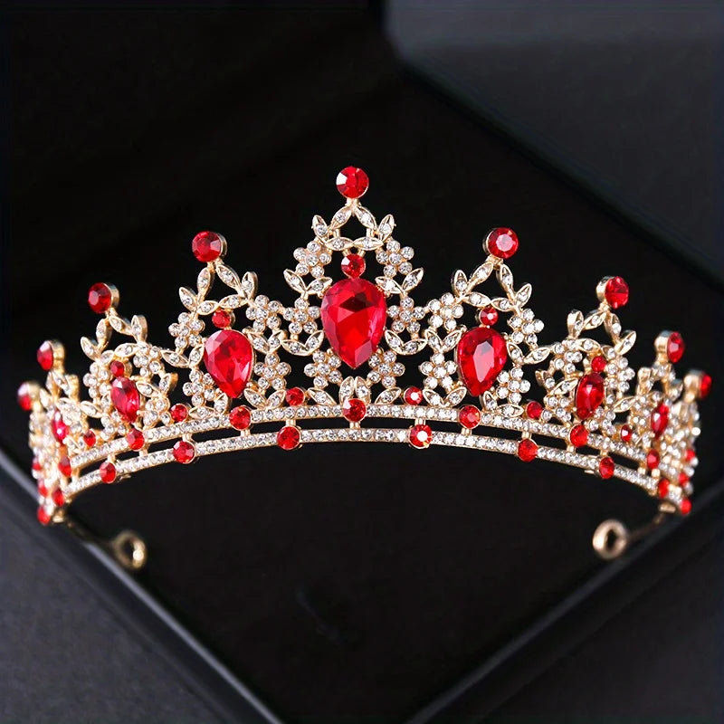 Adult Women Handmade Zinc Alloy Crystal-Rhinestone Bridal Hair Tiaras/Colors-Silver/Red/Blue/Gold/Pink/Floral