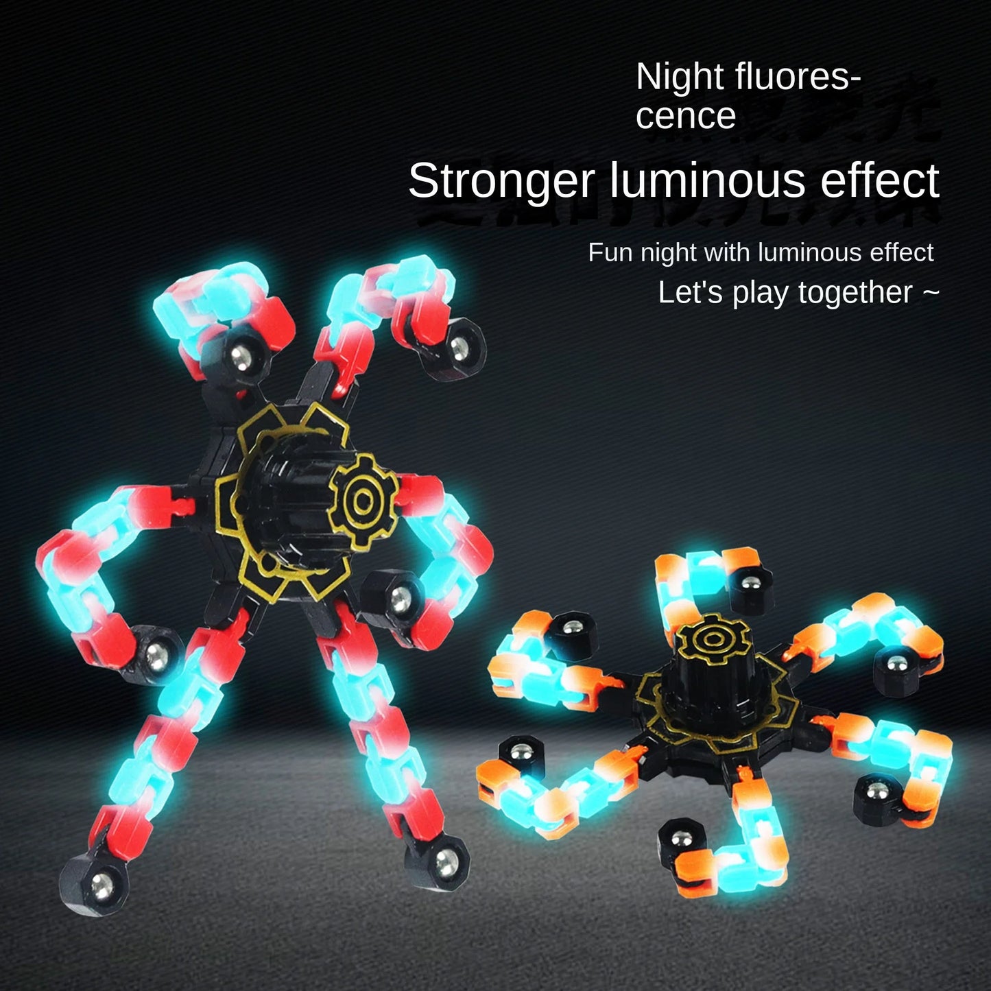 DRAGONPLAYER Multicolor Caterpillar Style Metal Fluorescent Fidget Fingertip Gyros Spinning Top Toys/Ages: 13-18 Years Old + Older/Colors-Red/Multicolor/Yellow/Black/Purple/Orange/Geometric/Striped/Dots
