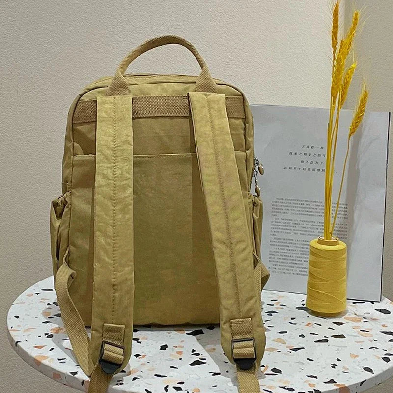 Unisex Square Lightweight Anti-Theft Softback Waterproof Shockproof Nylon Backpacks/Soft Handle /Internal Multi-Pocket Zipper/ Air Cushion Belt/USB Charging/Laptop Compartment/Colors-Yellow/Blue/Gray/Beige/Green/Red