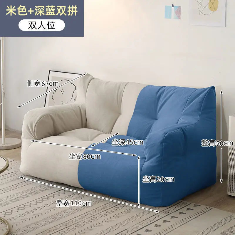 No-EN-Name-Null GIANT Soft Linen-Cotton Fabric Sofa Bean Bag Chairs/ Side Pocket/Detachable Cover /Washable /Colors-Gray/Blue/Yellow/Beige/Multicolor