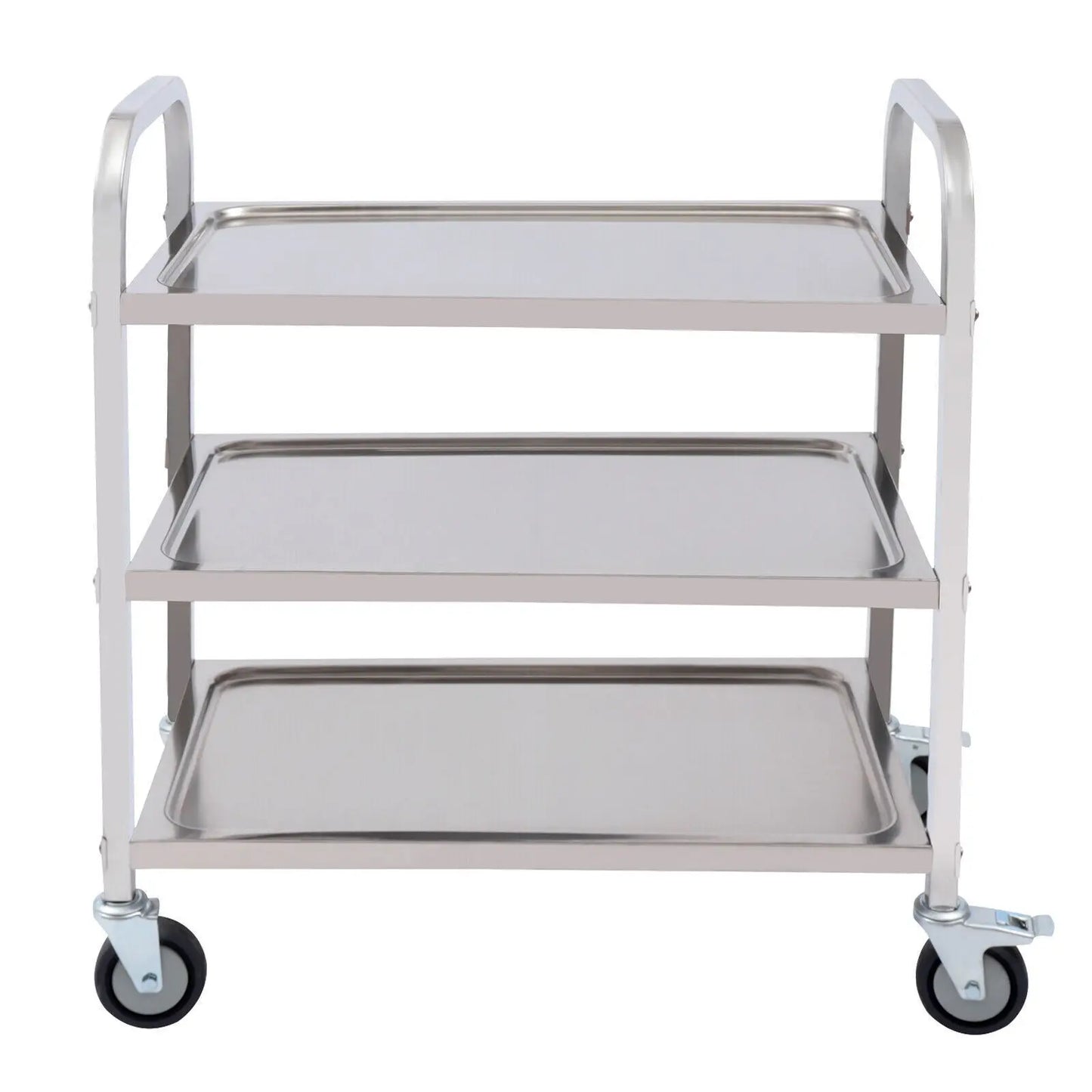 NULL 3 Tiers Stainless Steel Silver Metal Four Wheels Kitchen Carts/ 29.53x15.75 inches/ Load Capacity  20kg/44.09lbs Per Shift