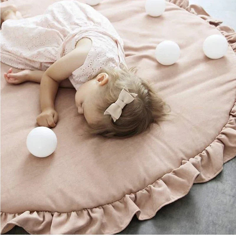 Newborn Babies Round Soft Cotton Fabric-Foam Play Mats/Colors-Pink/Gray/White/Beige/Geometric/Multicolor/Animal
