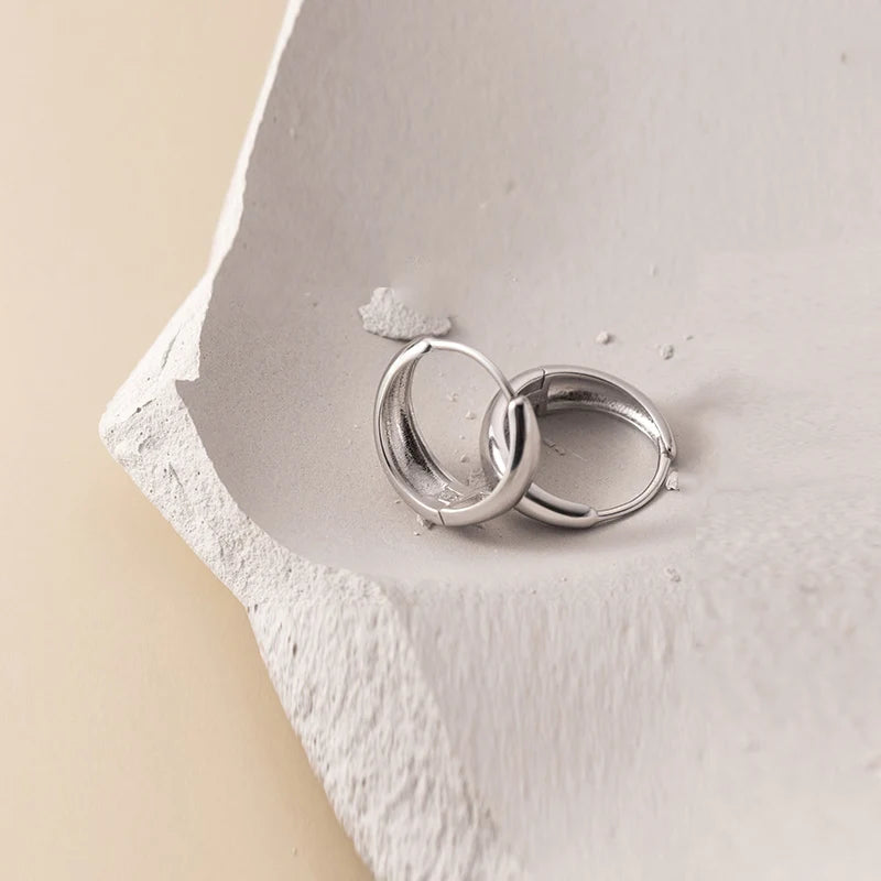 TRUSTDAVIS Adult Women Fine Sterling Silver-Gold-Plated Round Metal Hoop Earrings