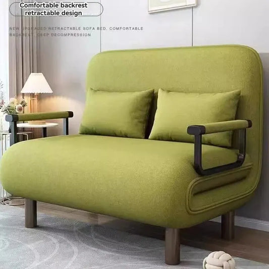 No-EN-Name-Null Modern Washable Foldable Green Soft Foam Sponge Filling Hemp Fabric Detachable Cotton-Linen Seat Cover Sofa Bed Futons/Size: 190 x100 x 82cm