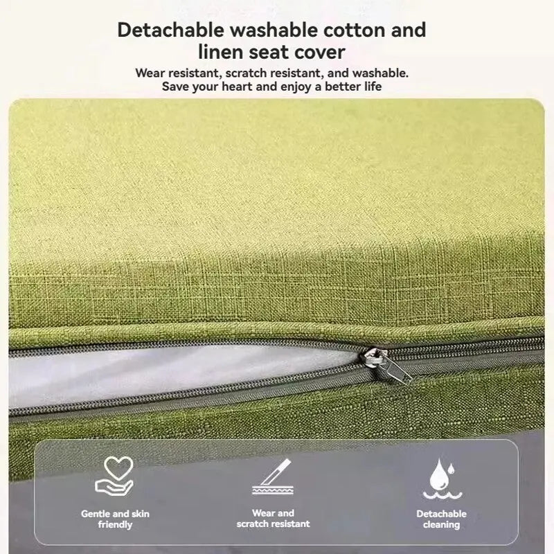 No-EN-Name-Null Modern Washable Foldable Green Soft Foam Sponge Filling Hemp Fabric Detachable Cotton-Linen Seat Cover Sofa Bed Futons/Size: 190 x100 x 82cm