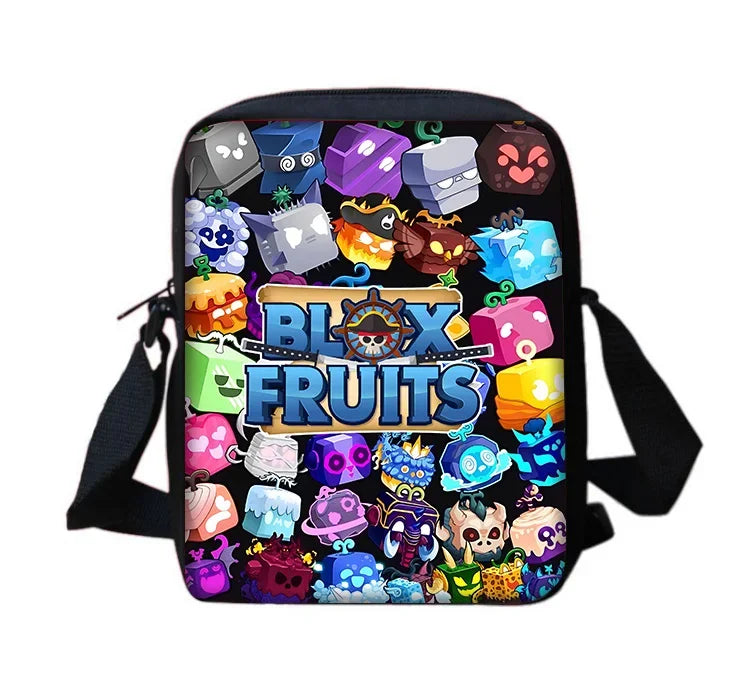 TOPTOY Kids Large Waterproof Multicolor Nylon Fabric Cartoon Smiling Fruit Critters Double Zippers Polyester Lining Shoulder Straps-Handle School Backpacks Sets/Pencil Bags/External Pockets/Colors-Multicolor/Black/Purple