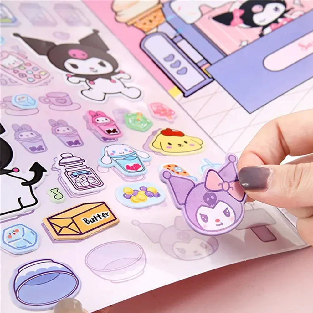 JOYTOP Kids 10 Styles Plastic Multicolor Cute Cartoon Sanrio Quiet Home Landscape Cardboard Sticker Books/Colors-Yellow/Pink/Pink/Purple/Blue/Multicolor/Ages: 3-14 Years Old-Older