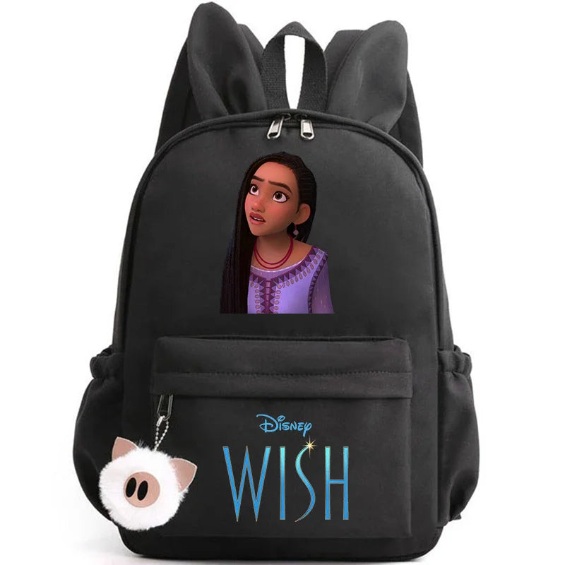 Disney Kids Cute Cartoon Wish Movie Large Waterproof Pink Nylon Fabric School Backpacks