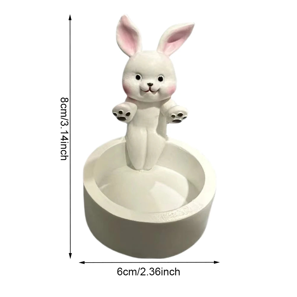 DUUTI Polyresin Heat Resistant White Cute Adorable Eye-Catching Cartoon Funny Cats-Dogs-Rabbits-Foxes Design Round Bottom Small Tea Lights Candle Holders