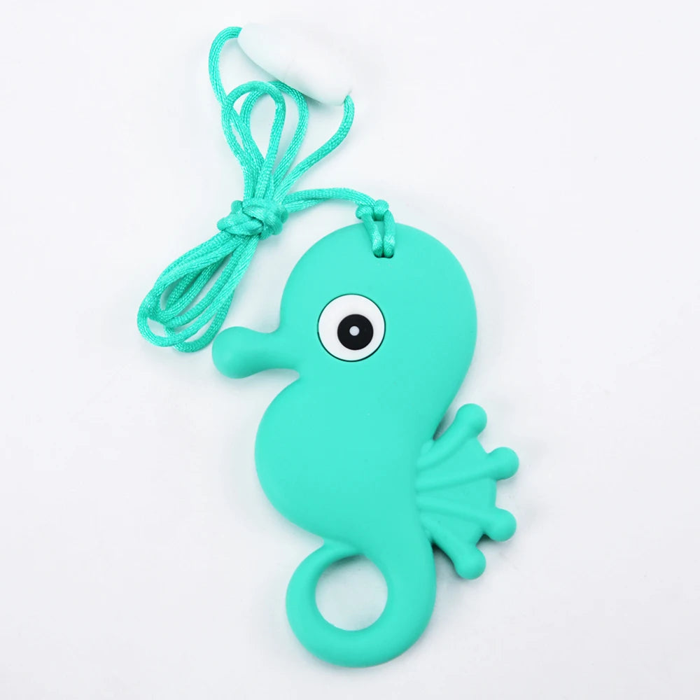 Animal Shaped Baby Silicone Teether Necklaces/Ages: Newborn-3 Years Old/Colors-Multicolor/Brown/Blue/Green/Purple/Pink