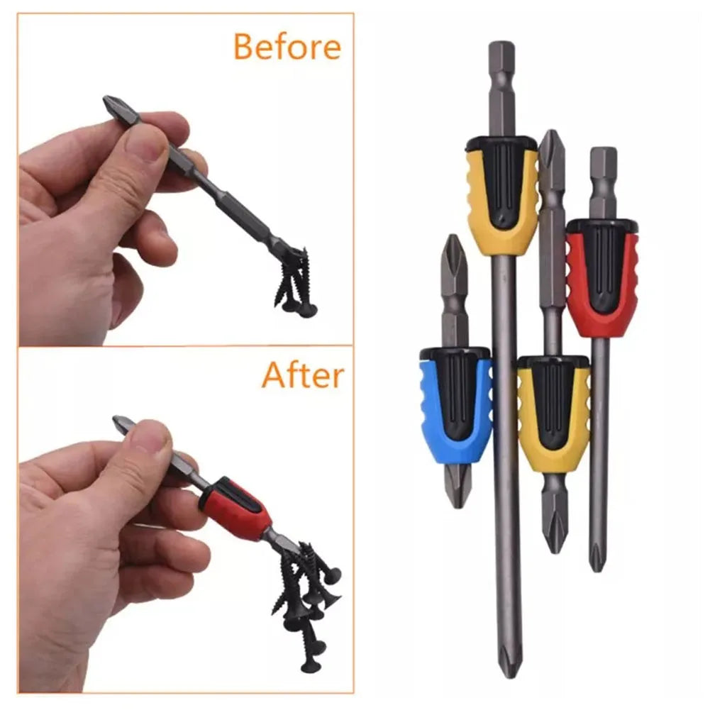 2 PCS Mini Multicolor Non-Slip Explosion-Proof Slotted-Phillips Screwdriver Plastic Double-Head Magnetizer Ring For Bits Sets/Colors-Blue/Black/Yellow/Red/Multicolor