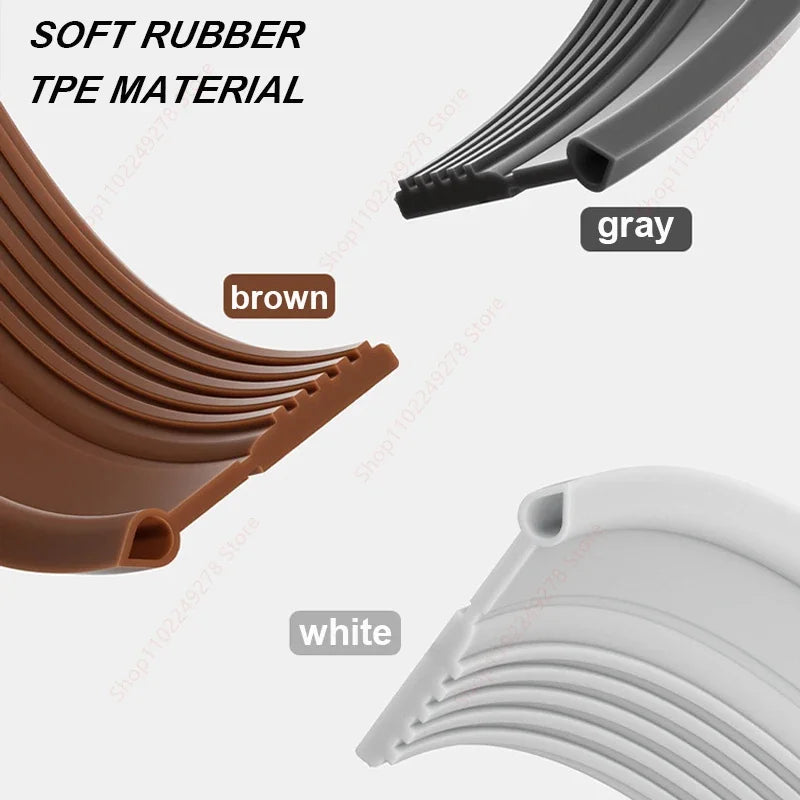 Waterproof Self-Adhesive Flexible TPE Rubber Wind-Soundproof Door Bottom Sealing Strips/Colors-Gray/White/Brown