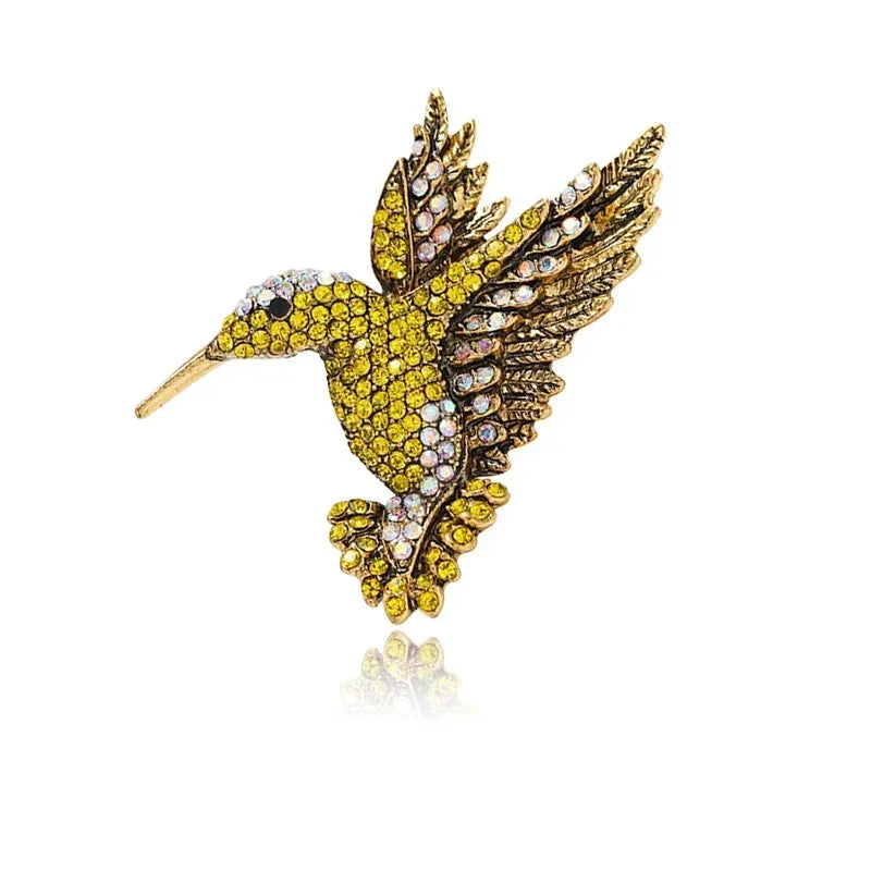 MIHJUSFDH Adults Korean Ethnic Imitation Aluminum Metal Alloy Blue-Black Rhinestone Swallow Bird Enamel Craft Design Brooch Lapel Pins