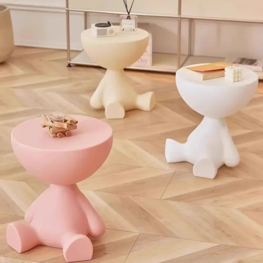 No-EN-Name-Null Modern Small Round Hard Plastic Tatami Flathead Little People Sitting Down  Coffee Tables/Colors-Light Terracotta/Dark Terracotta/ Light Beige/White/Cream/Gray/Pink/Black