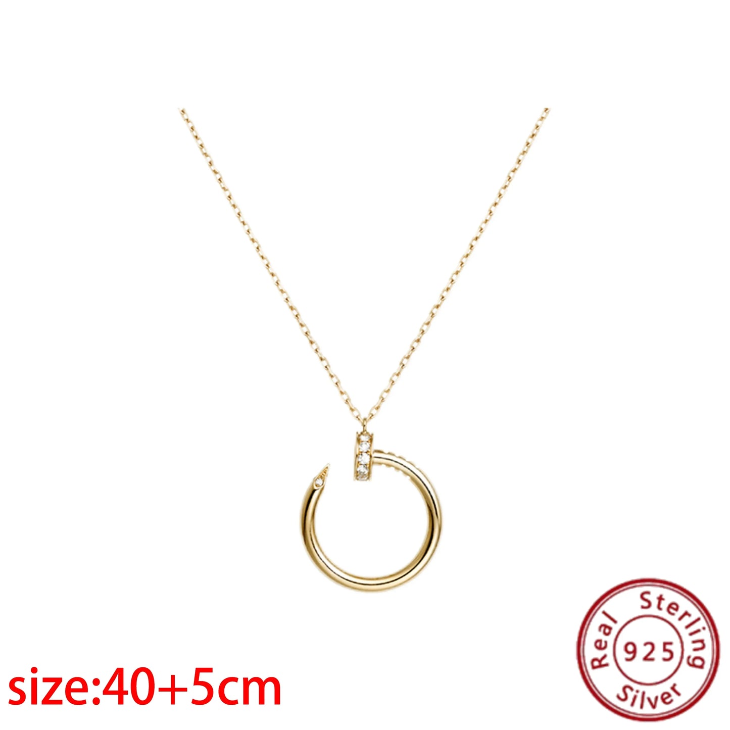 No-EN-Name-Null Adult Women Sterling Silver-Gold Plated Metal Zircon Clear White Diamond Stones Round O-Shaped Fine Imitation Chain Pendant Necklaces/Colors-Gold-Silver/Geometric/Clear/White/Rose Gold